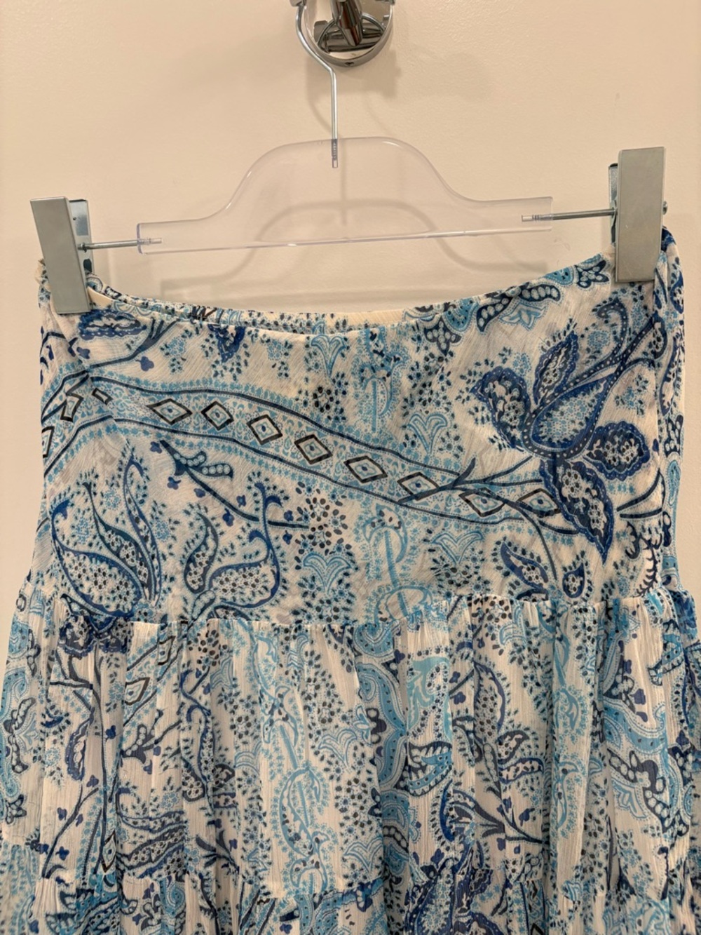 Lauren Ralph Lauren Blue Silk Chiffon Paisley Tiered Peasant Skirt Size SP - Picture 9 of 12